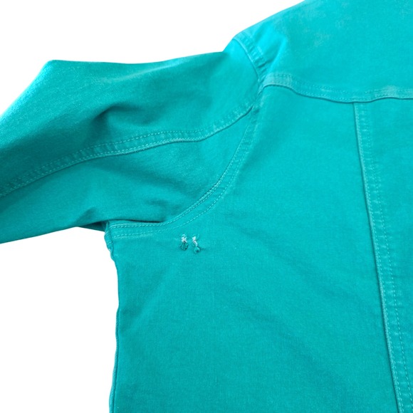Tribal Jeans  Teal Turquoise Denim  Jacket Relist for Silversinger  Size L - Picture 2 of 2